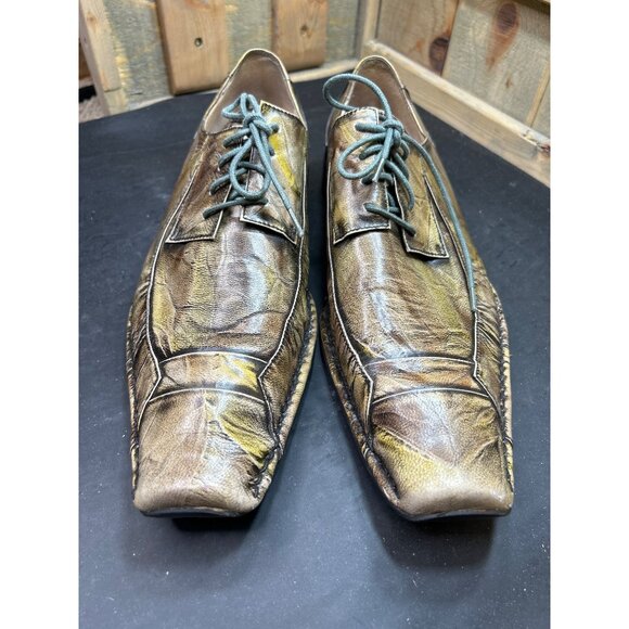 Mens Giovanni Express Leather Distressed Square Toe Lace-Up Dress Shoes Size 12 - Picture 3 of 9